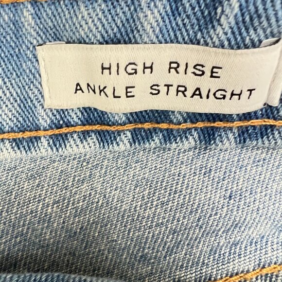 Frayed High Rise Ankle Straight Jeans Patchwork Size 31 - Picture 6 of 9